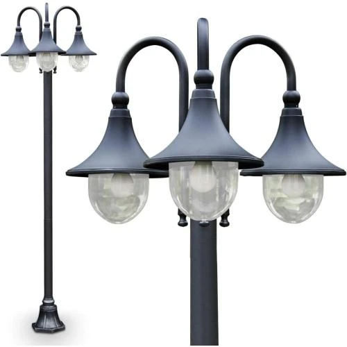 Lampe extérieure Elgin, candelabre antique noir mat, 3 branches - Vue principale