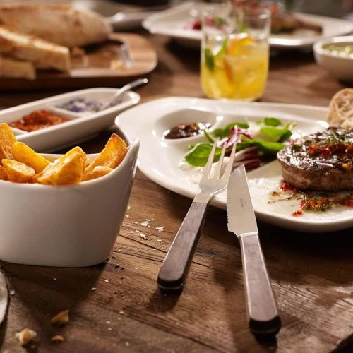 Zoom sur Couteaux steak, pizza Villeroy Boch, acier inoxydable, noyer
