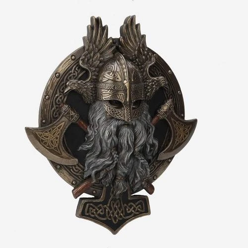 Zoom sur Plaque murale Viking résine bronze Veronese Design