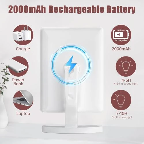Détail de Miroir maquillage FASCINATE, rechargeable, écran tactile, 45 LED