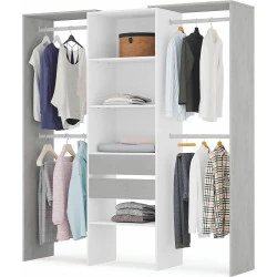 Armoire Dressing Bois Blanc Artik, Gris Ciment, Design