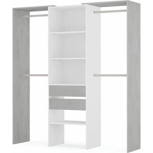 Détail de Armoire Dressing Bois Blanc Artik, Gris Ciment, Design