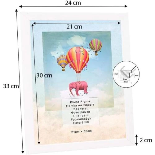 Zoom sur Cadre photo postergaleria Blanc Bois Plexiglas 8 couleurs