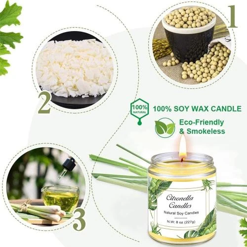 Zoom sur Bougie Citronnelle Cire Soja Naturelle, Cadeau Extérieur