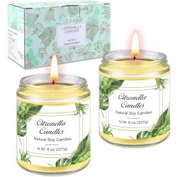 Bougie Citronnelle Cire Soja Naturelle, Cadeau Extérieur