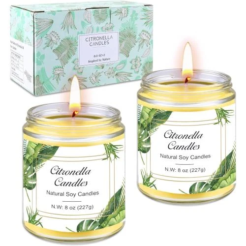 Bougie Citronnelle Cire Soja Naturelle, Cadeau Extérieur - Vue principale