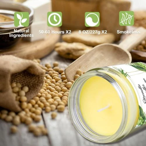 Détail de Bougie Citronnelle Cire Soja Naturelle, Cadeau Extérieur