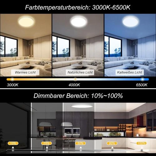 Détail de Plafonnier LED Dimmable YiLaie, RGB, Étanche IP44