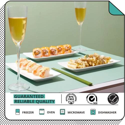 Zoom sur Assiettes Rectangulaires Blanches, Lot 4, Céramique, Lave-vaisselle