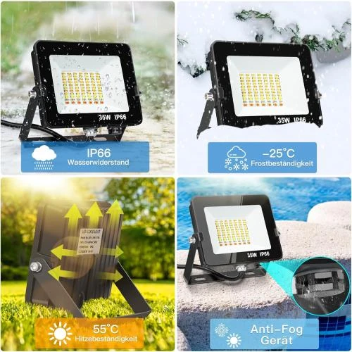 Zoom sur Projecteurs LED Extérieurs RGB 35W, Bluetooth, IP66, Dimmables
