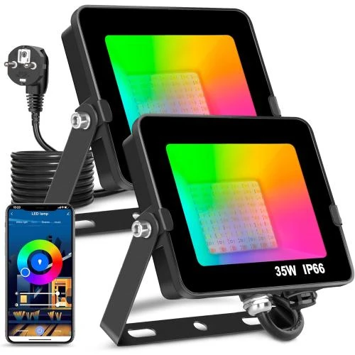 Projecteurs LED Extérieurs RGB 35W, Bluetooth, IP66, Dimmables - Vue principale