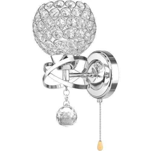 Lampe murale cristal moderne ALLOMN, interrupteur argent - Vue principale
