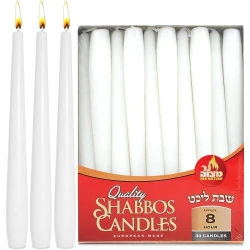 Bougies Coniques Blanches Ner Mitzvah, 30 pièces, 8h