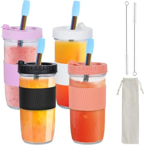 Gobelets Bubble Tea 730 ML, Lot 4, Paille, Couvercle - Vue principale