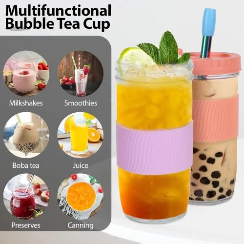 Détail de Gobelets Bubble Tea 730 ML, Lot 4, Paille, Couvercle