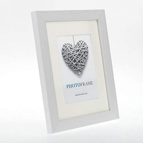 Présentation de Zoom sur Cadre Photo Bois Blanc Ivoire, Passe-Partout Inclus