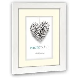 Cadre Photo Bois Blanc Ivoire, Passe-Partout Inclus