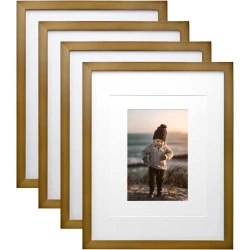 Cadres photo marron, lot de 4, passe partout inclus