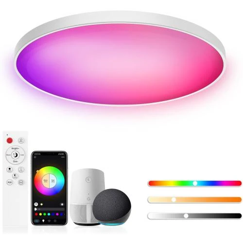 Plafonnier LED RGB Dimmable 30W, Compatible Alexa, Télécommande - Vue principale