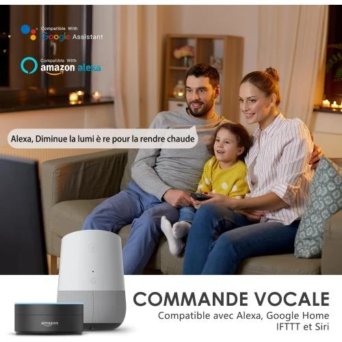 Zoom sur Plafonnier LED RGB Dimmable 30W, Compatible Alexa, Télécommande