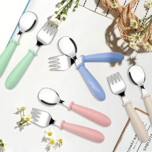 Détail de Couverts enfants inox 8 pièces Bomtop, couleurs variées