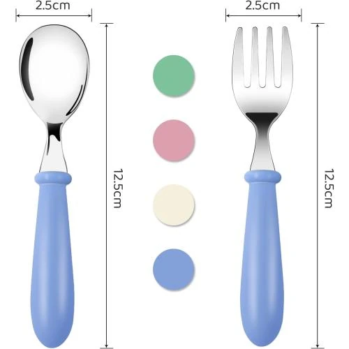 Zoom sur Couverts enfants inox 8 pièces Bomtop, couleurs variées