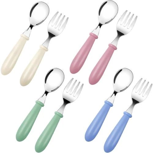 Couverts enfants inox 8 pièces Bomtop, couleurs variées - Vue principale