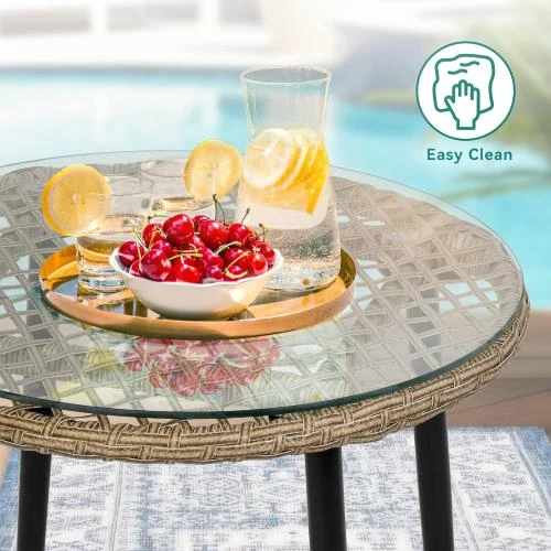 Zoom sur YITAHOME 3 Pièces Canapés Osier Acier Gris Design