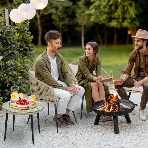 Détail de YITAHOME 3 Pièces Canapés Osier Acier Gris Design