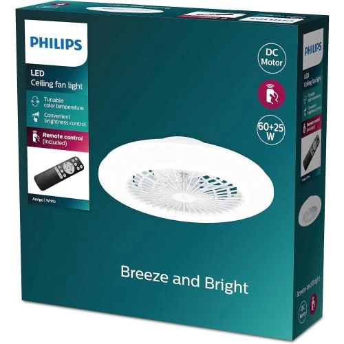 Plafonnier Plat Ventilateur Philips Amigo, Télécommande Incluse - Vue principale