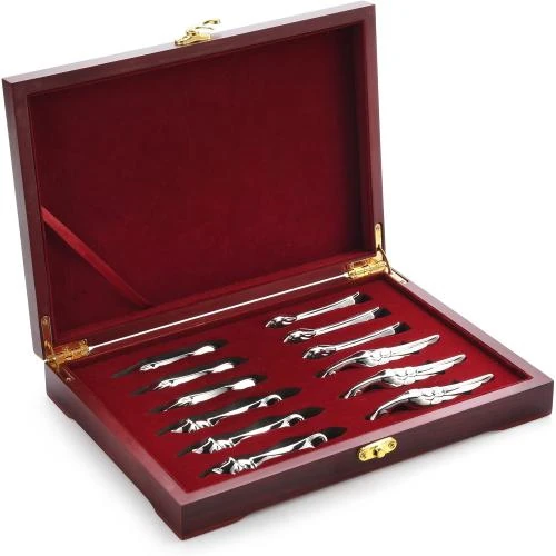 Zoom sur Repose couteaux argent, 12 pièces, Bmtick, coffret bois