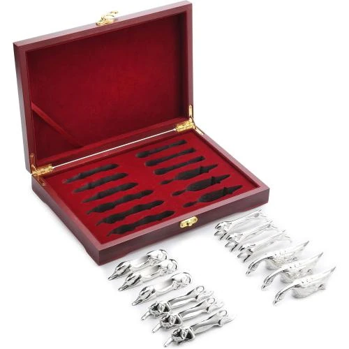 Repose couteaux argent, 12 pièces, Bmtick, coffret bois - Vue principale