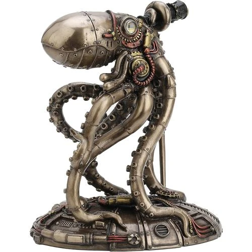 Zoom sur Sculpture pieuvre résine bronze Veronese Design 16,5 cm