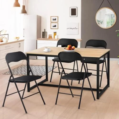 Détail de Chaises Pliantes KITY Noires, Lot de 4, PU
