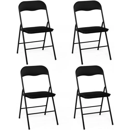 Chaises Pliantes KITY Noires, Lot de 4, PU - Vue principale