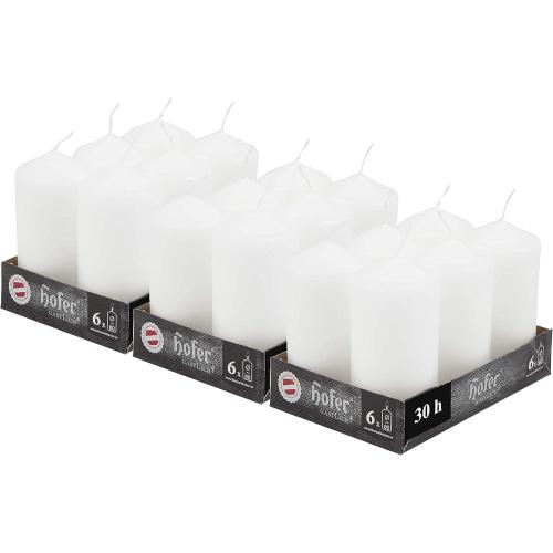 Présentation de Présentation Bougies Pilier 18 pièces, Blanc, Longue Durée, Qualité UE