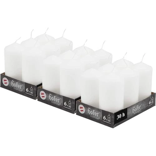 Bougies Pilier 18 pièces, Blanc, Longue Durée, Qualité UE - Vue principale
