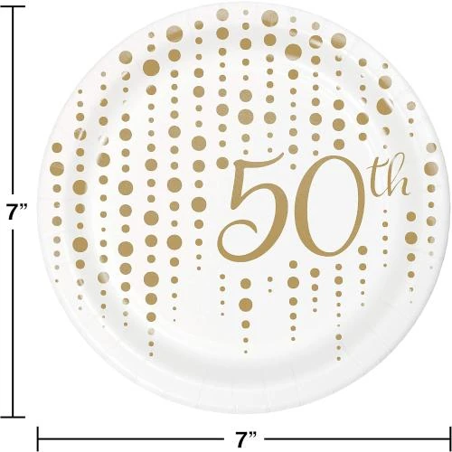 Détail de Assiettes Dessert Dore 50e Anniversaire Creative Converting