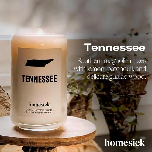 Zoom sur Bougie parfumée Homesick Tennessee, senteurs whisky, bergamote