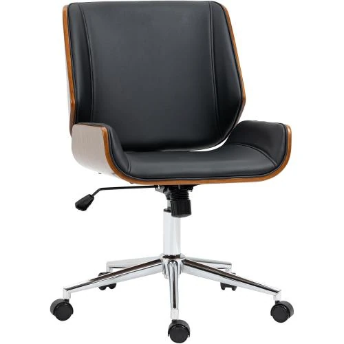 Chaise Bureau Ergonomique Vinsetto Design Vintage Noir Marron - Vue principale