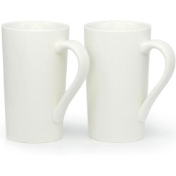 Présentation Tasses à café Smilatte M007, céramique blanche, lot 2