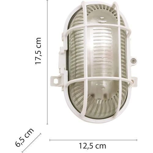 Zoom sur Applique Ovale Velamp E27, Blanc, Éclairage Extérieur