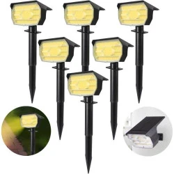 Lumières Solaires Extérieures 8 Pièces, LED Étanches IP65, Blanc Chaud
