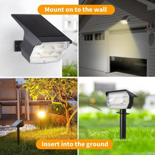 Zoom sur Lumières Solaires Extérieures 8 Pièces, LED Étanches IP65, Blanc Chaud