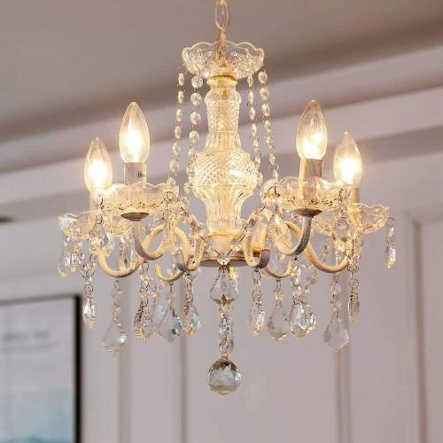 Lustre cristal Saint Mossi, 5 bras, vintage rouille - Vue principale