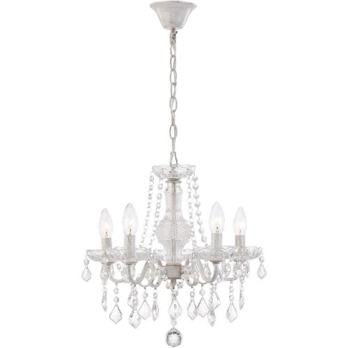 Zoom sur Lustre cristal Saint Mossi, 5 bras, vintage rouille