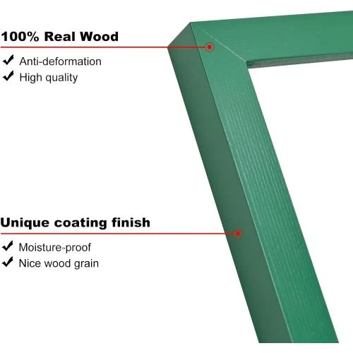 Détail de Cadres photo en bois vert Kinlink, lot de 4, plexiglas
