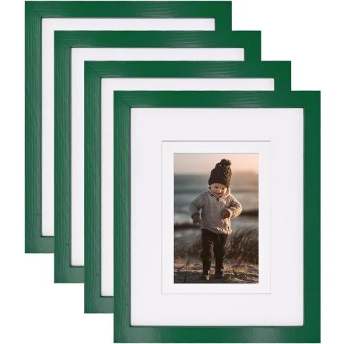Cadres photo en bois vert Kinlink, lot de 4, plexiglas - Vue principale