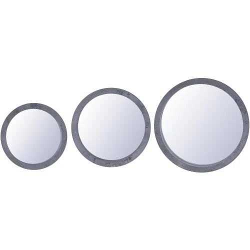 Miroirs Ronds Bois Gris Lot de 3, Décoration Moderne - Vue principale