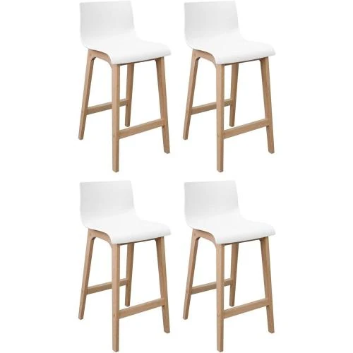 Tabourets MOB-IN Tanna, Pieds chêne, Assise plastique blanc, Lot 4 - Vue principale